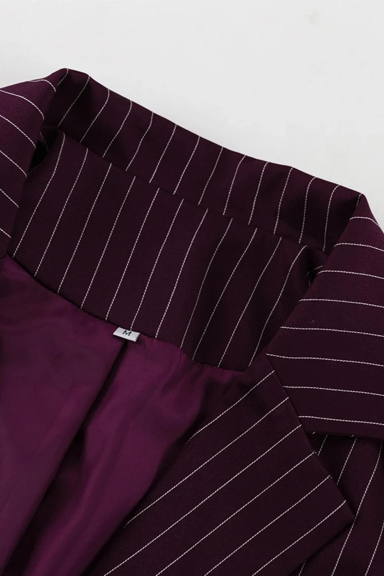 Elegant Long Sleeve Stripe Blazer - Image 6