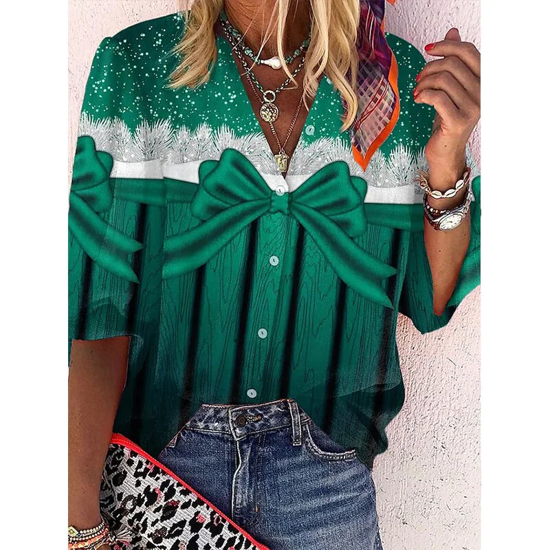 FashionSierra - Elegant Loose Abstraction Print Shirt - Image 11