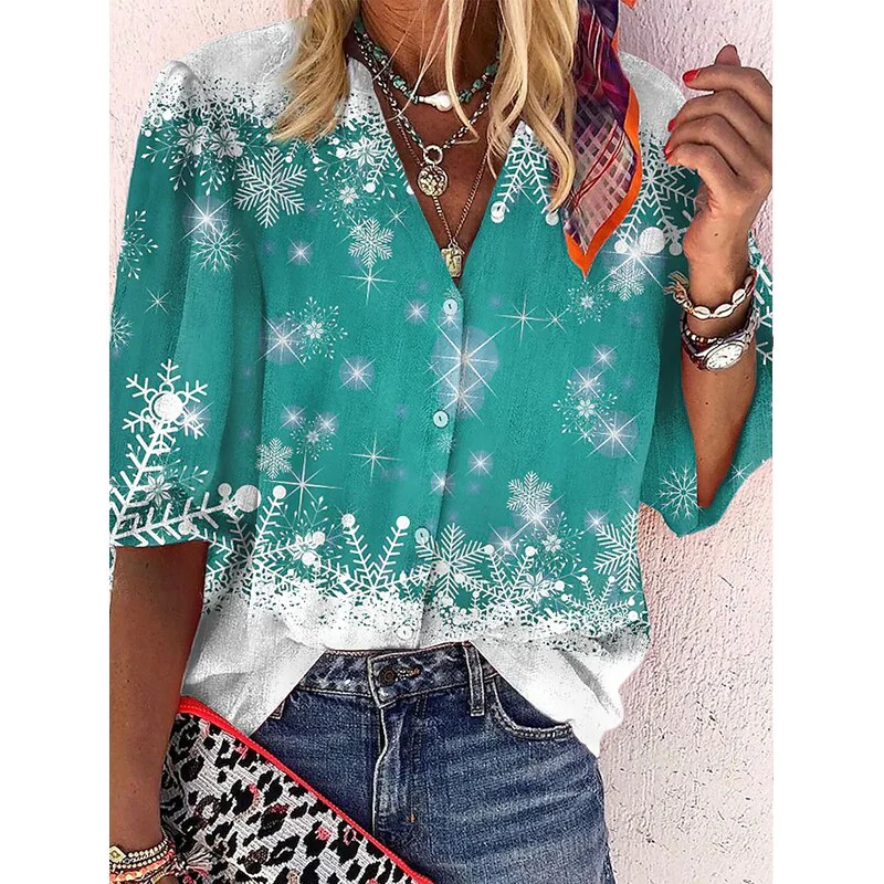 FashionSierra - Elegant Loose Abstraction Print Shirt - Image 14