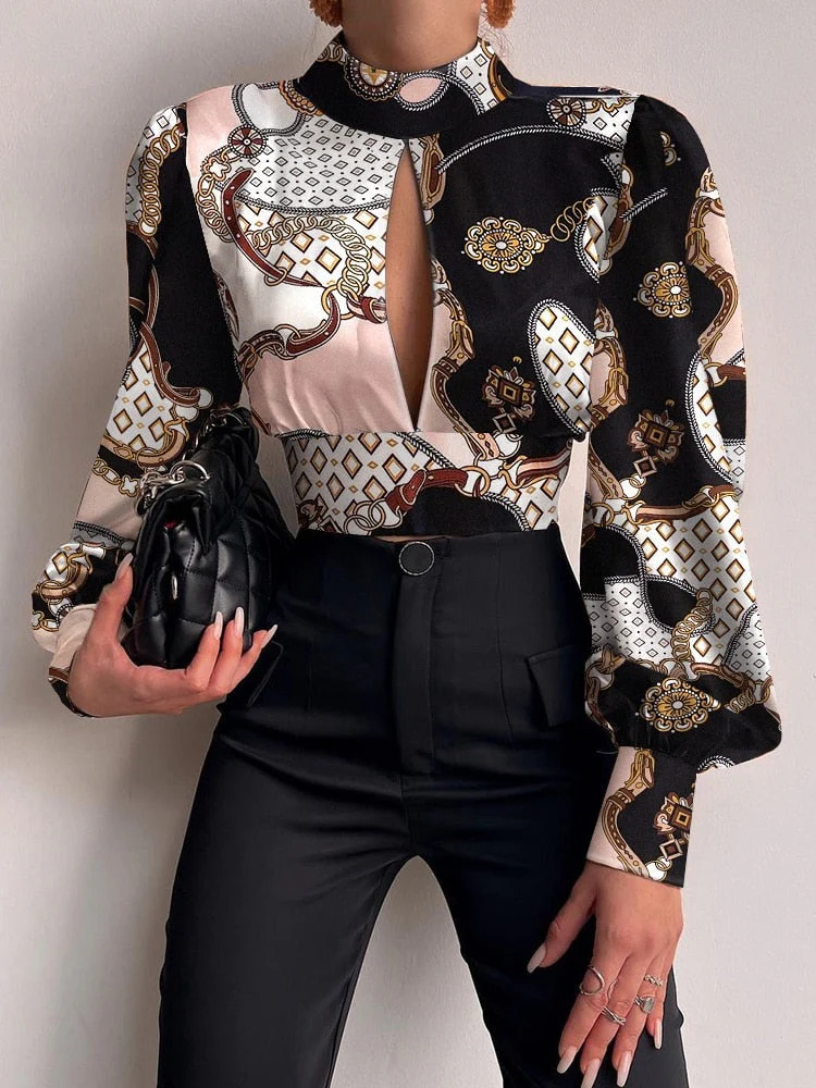 FashionSierra - Office LadySlim Stand Collar Long Sleeve Blouse - Image 4