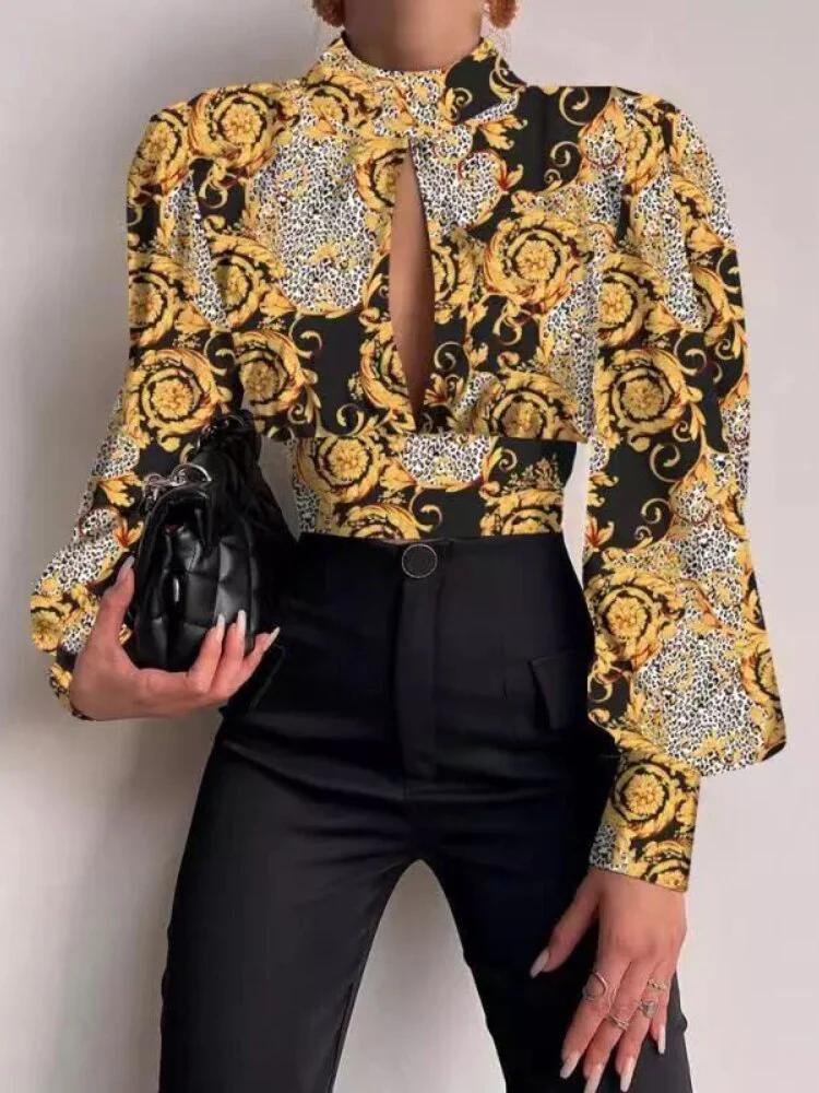 FashionSierra - Office LadySlim Stand Collar Long Sleeve Blouse - Image 5