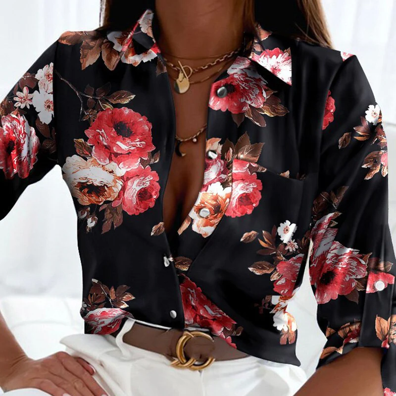 FashionSierra - Floral Printing Single Button New Shirt - Image 13