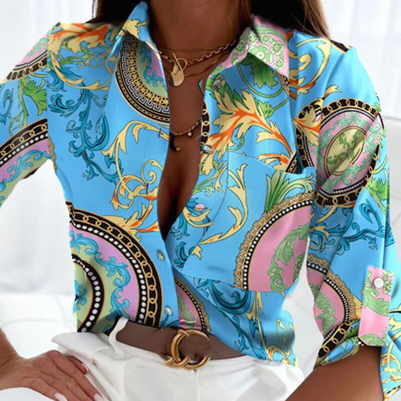 FashionSierra - Floral Printing Single Button New Shirt - Image 15