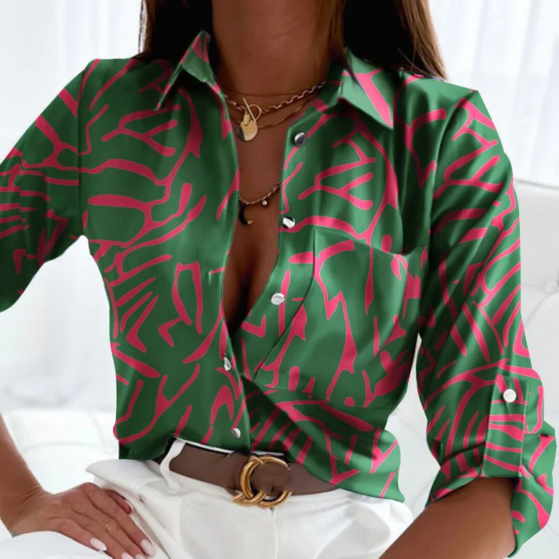 FashionSierra - Floral Printing Single Button New Shirt - Image 19