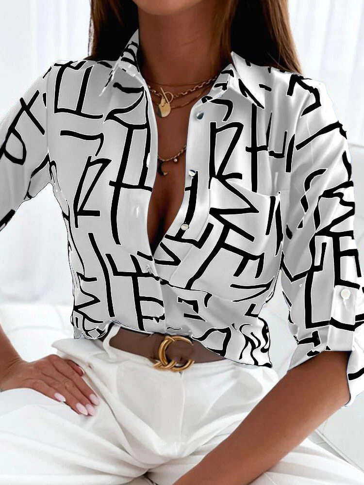 FashionSierra - Floral Printing Single Button New Shirt - Image 3