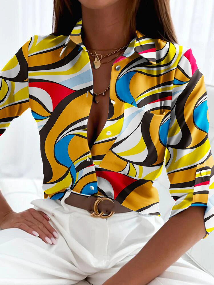 FashionSierra - Floral Printing Single Button New Shirt - Image 4