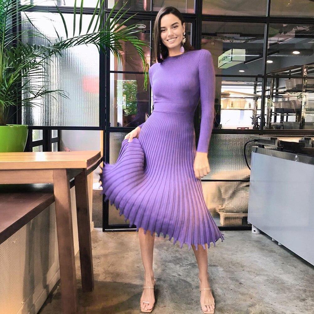 FashionSierra - Women Knitted Long Dress Autumn Winter Slim Sleeve Ladies Dresses - Image 13