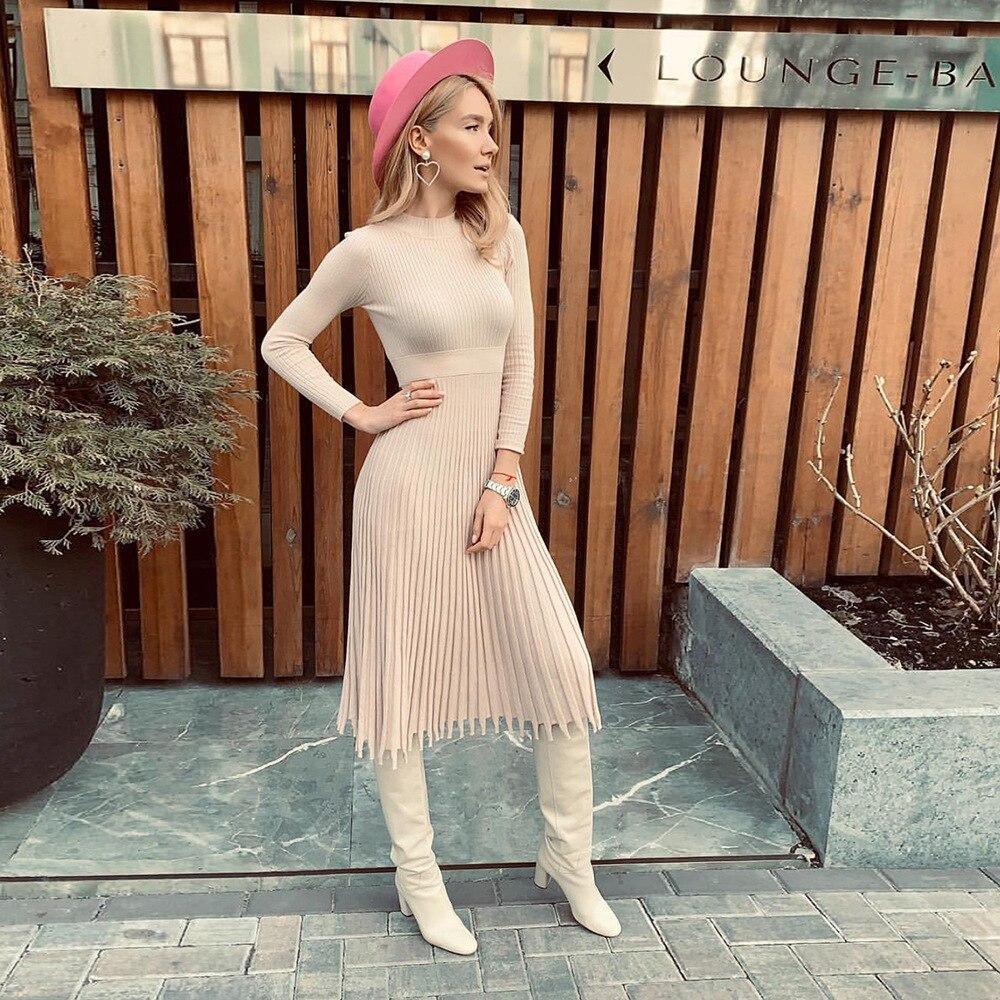 FashionSierra - Women Knitted Long Dress Autumn Winter Slim Sleeve Ladies Dresses - Image 21