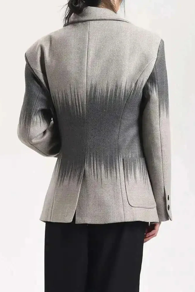 Irregular Button Woolen Blazer - Image 3