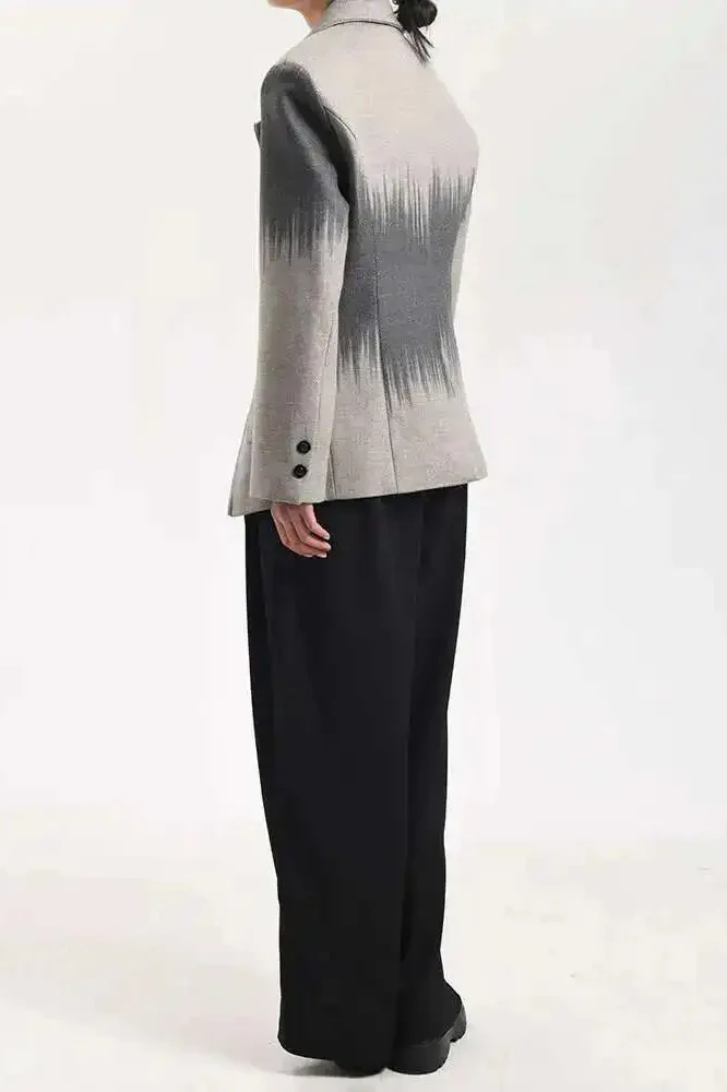 Irregular Button Woolen Blazer - Image 6