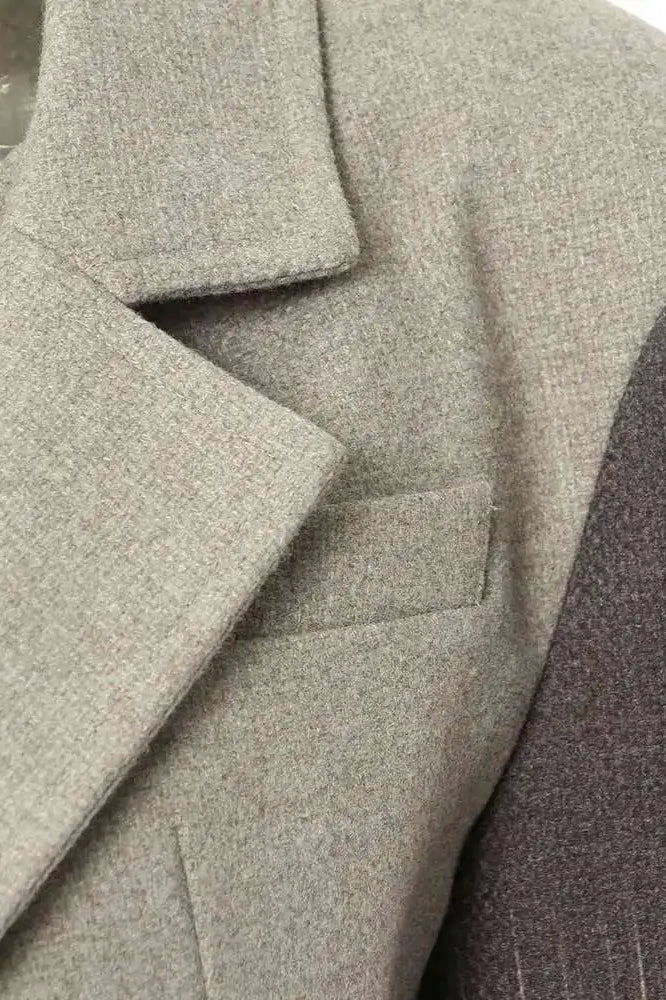 Irregular Button Woolen Blazer - Image 8