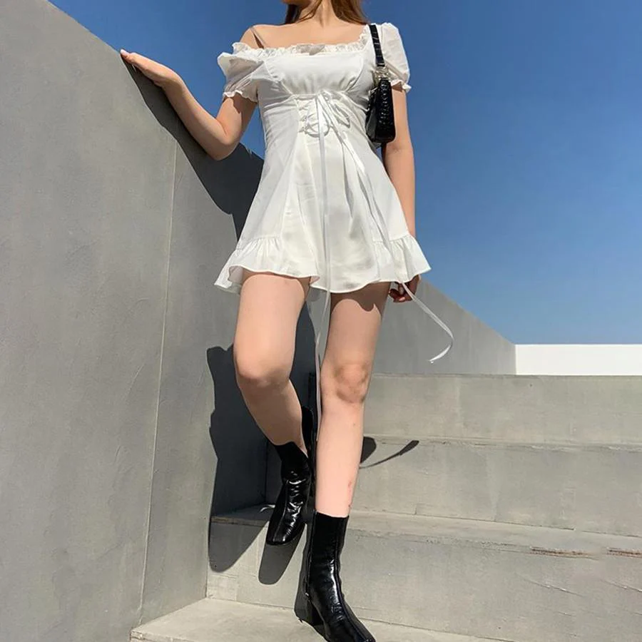 FashionSierra - Fashion elegant bow white female mini dress - Image 8