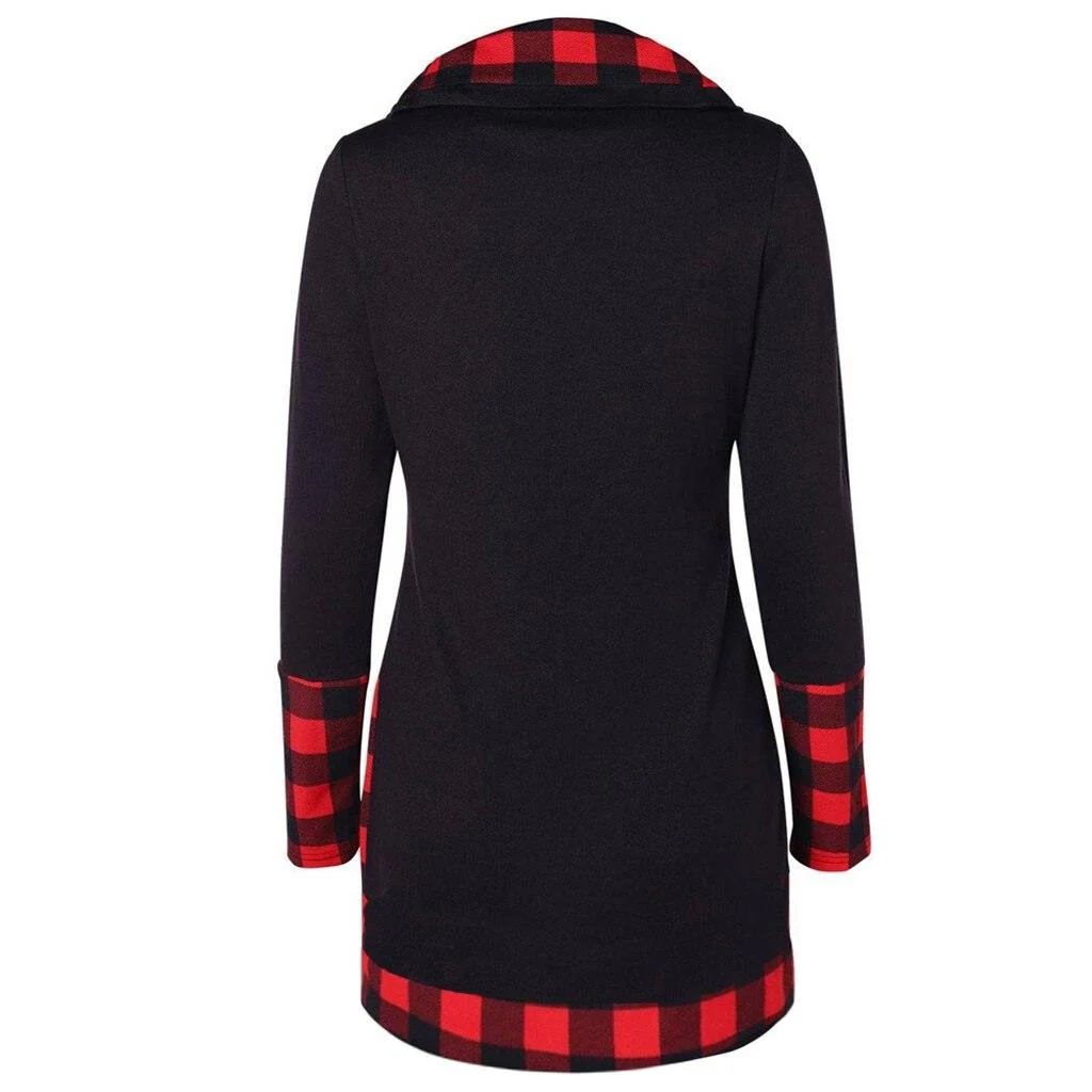 FashionSierra - Plaid Colorblock Button Asymmetric Layered Dress - Image 11
