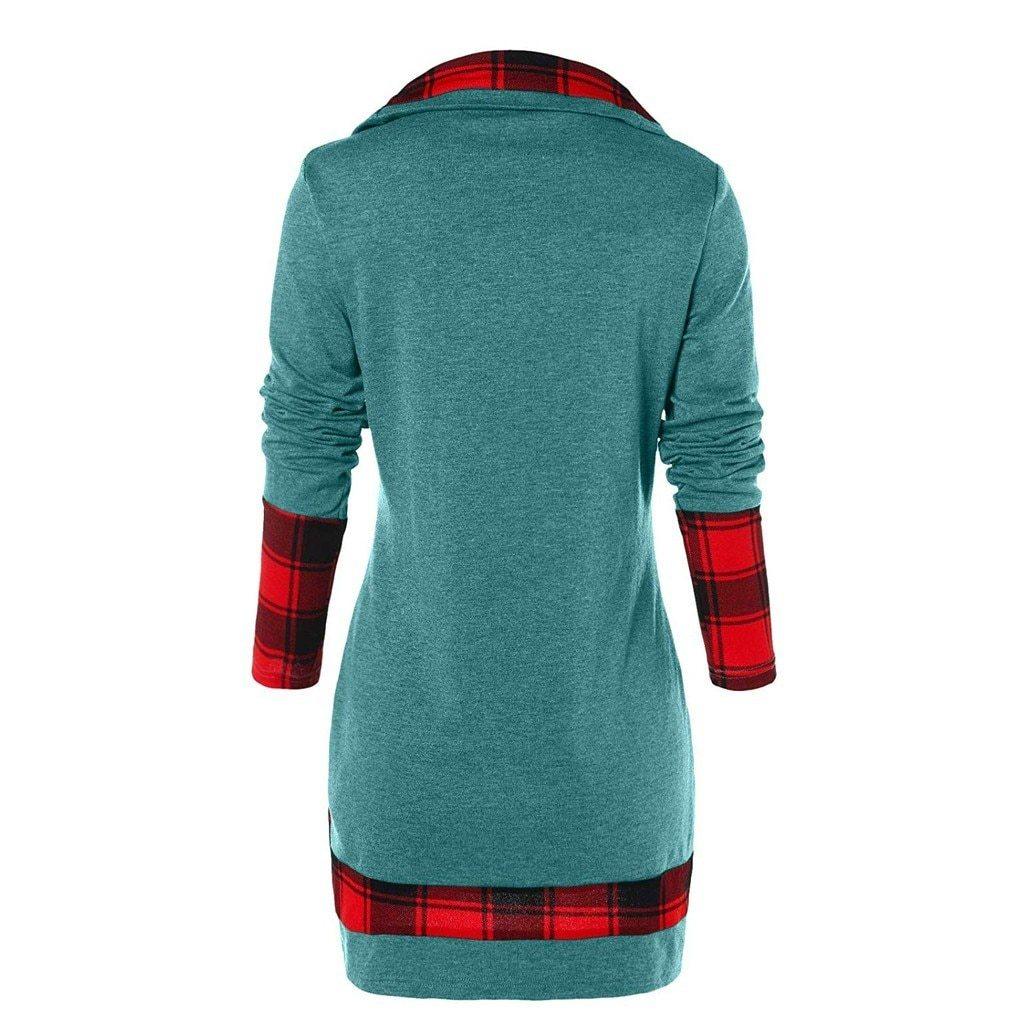 FashionSierra - Plaid Colorblock Button Asymmetric Layered Dress - Image 14