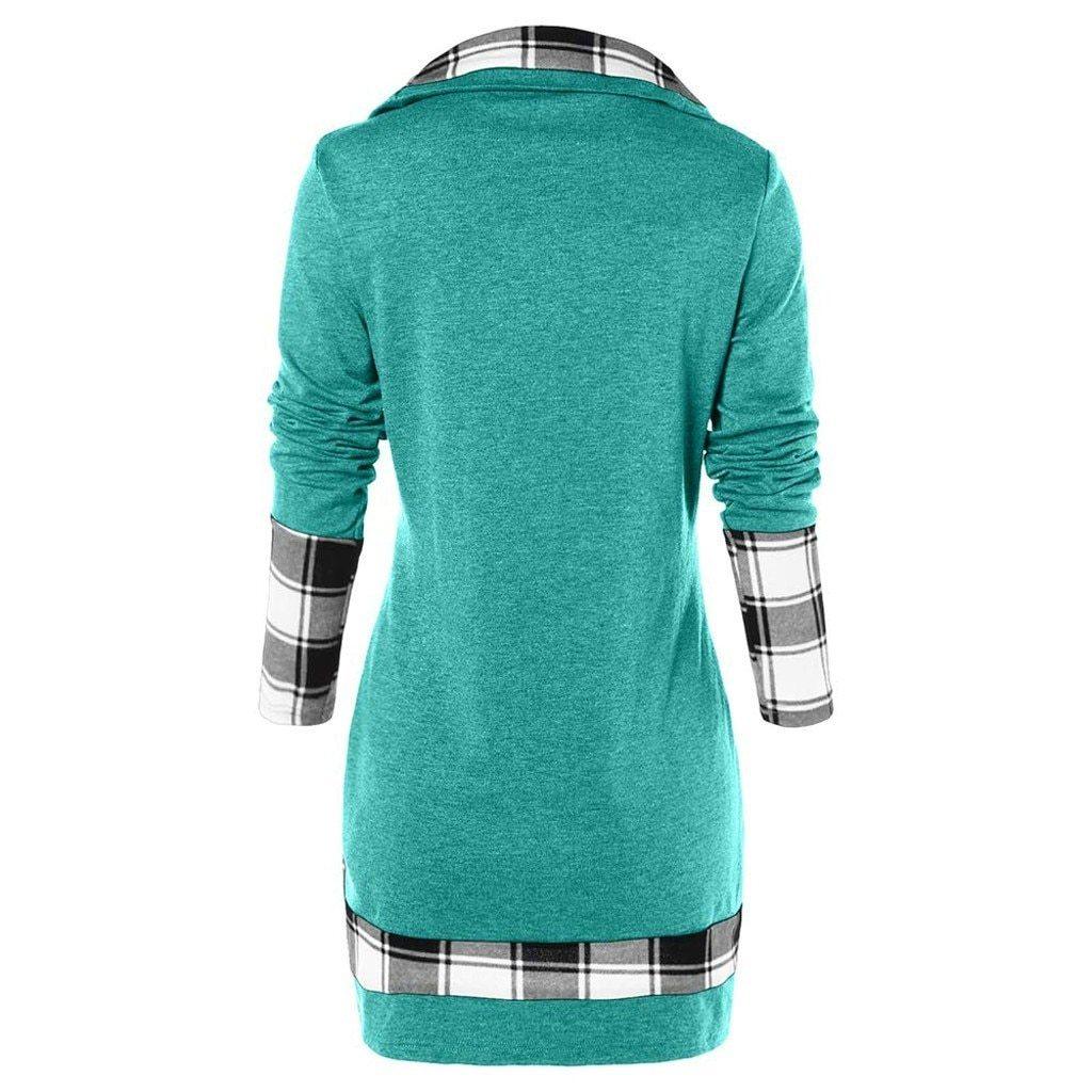 FashionSierra - Plaid Colorblock Button Asymmetric Layered Dress - Image 17