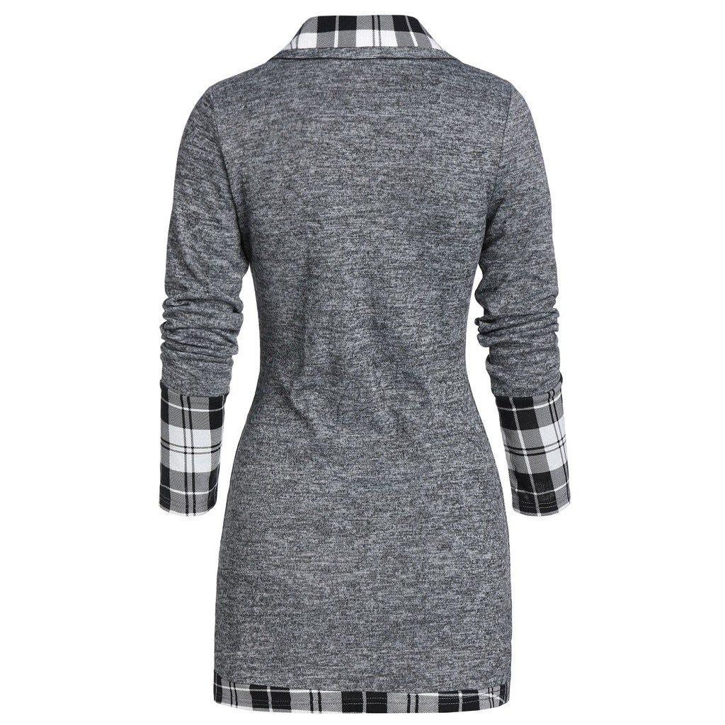 FashionSierra - Plaid Colorblock Button Asymmetric Layered Dress - Image 20