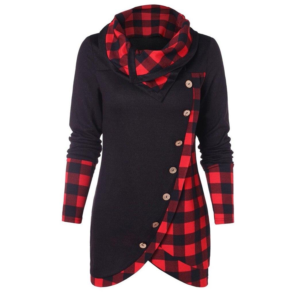 FashionSierra - Plaid Colorblock Button Asymmetric Layered Dress - Image 7