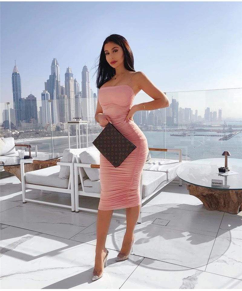 FashionSierra - Pleated Suspender Skirt Women Long Lace Dress - Image 13