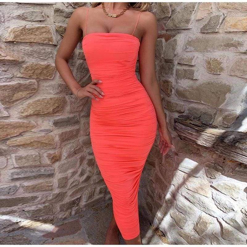 FashionSierra - Pleated Suspender Skirt Women Long Lace Dress - Image 15