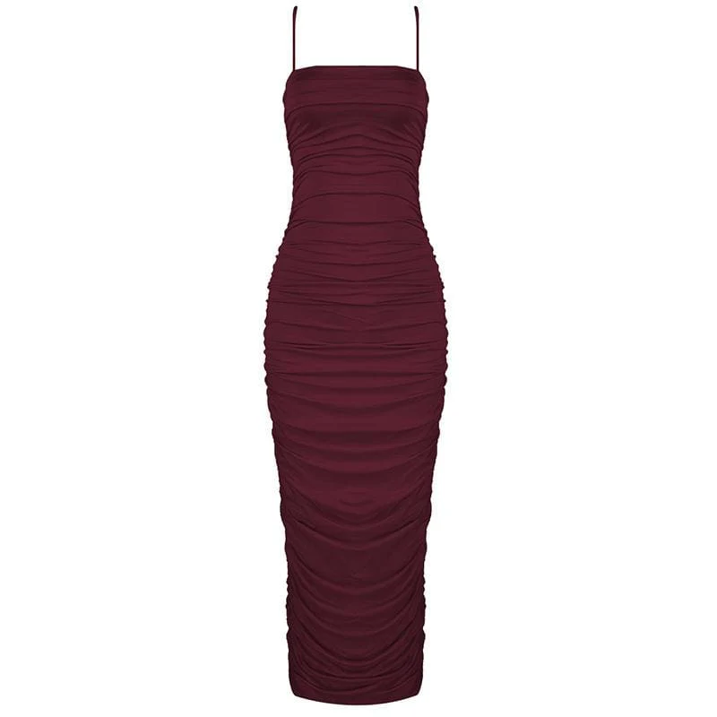 FashionSierra - Pleated Suspender Skirt Women Long Lace Dress - Image 9