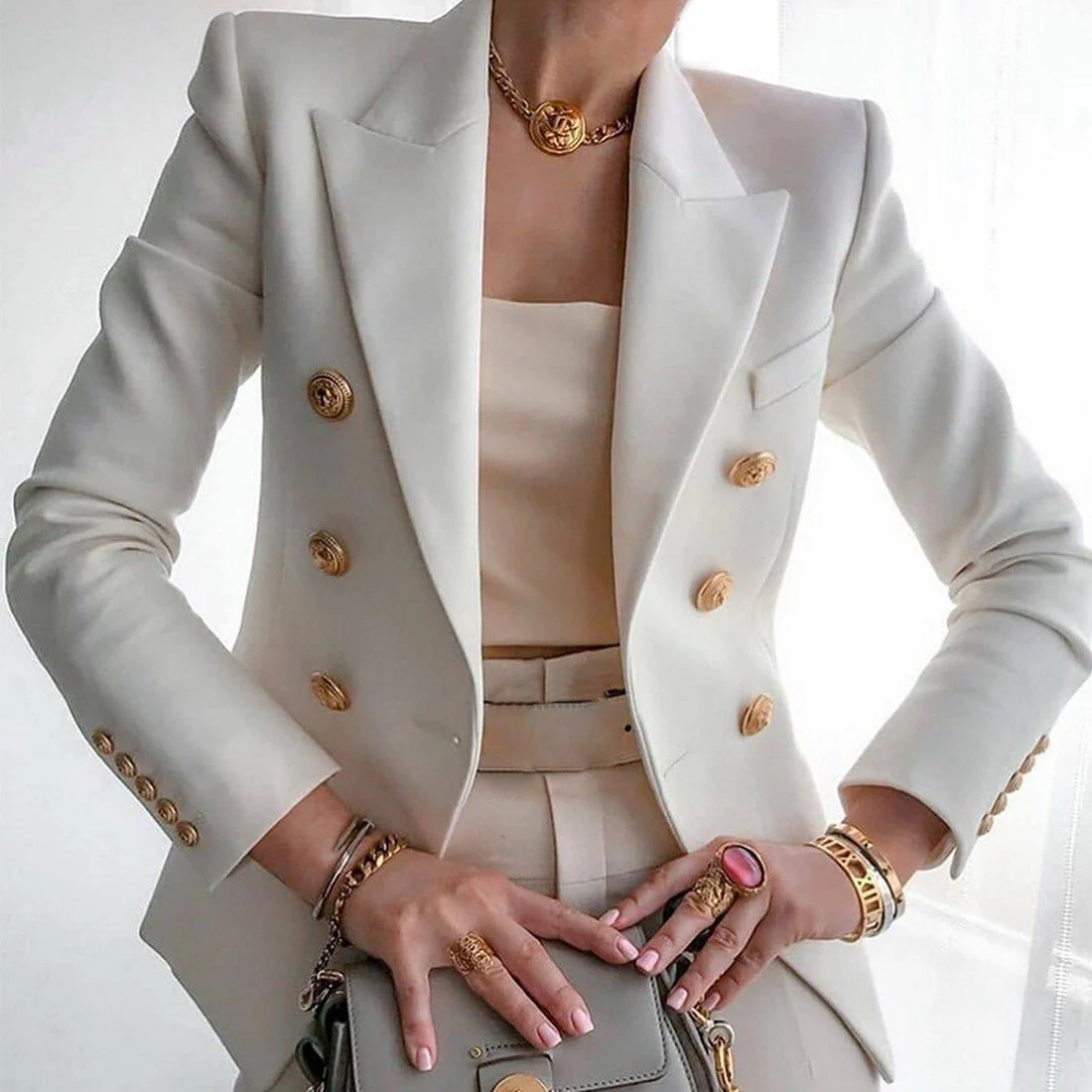 FashionSierra - Vintage Button Casual Short Blazer - Image 10