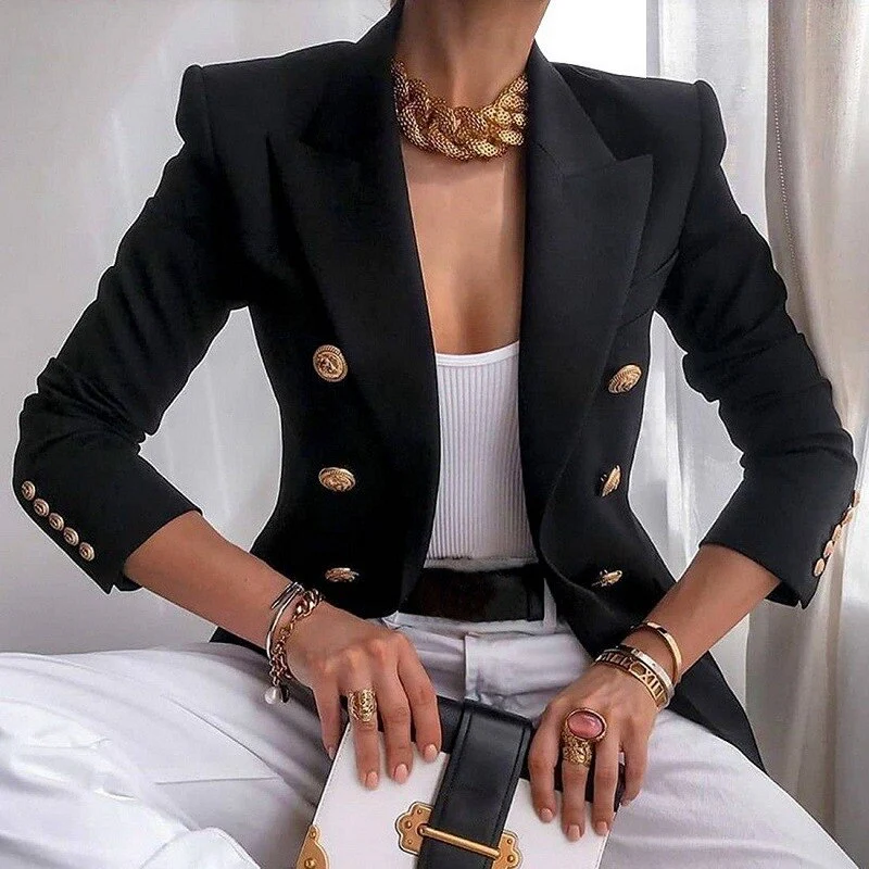 FashionSierra - Vintage Button Casual Short Blazer - Image 7