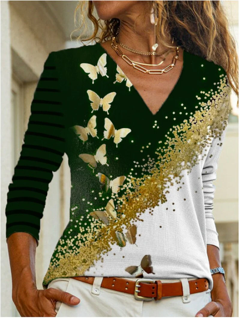 FashionSierra - Lace Sexy V Neck Dot Print Slim Fit T-Shirt - Image 5