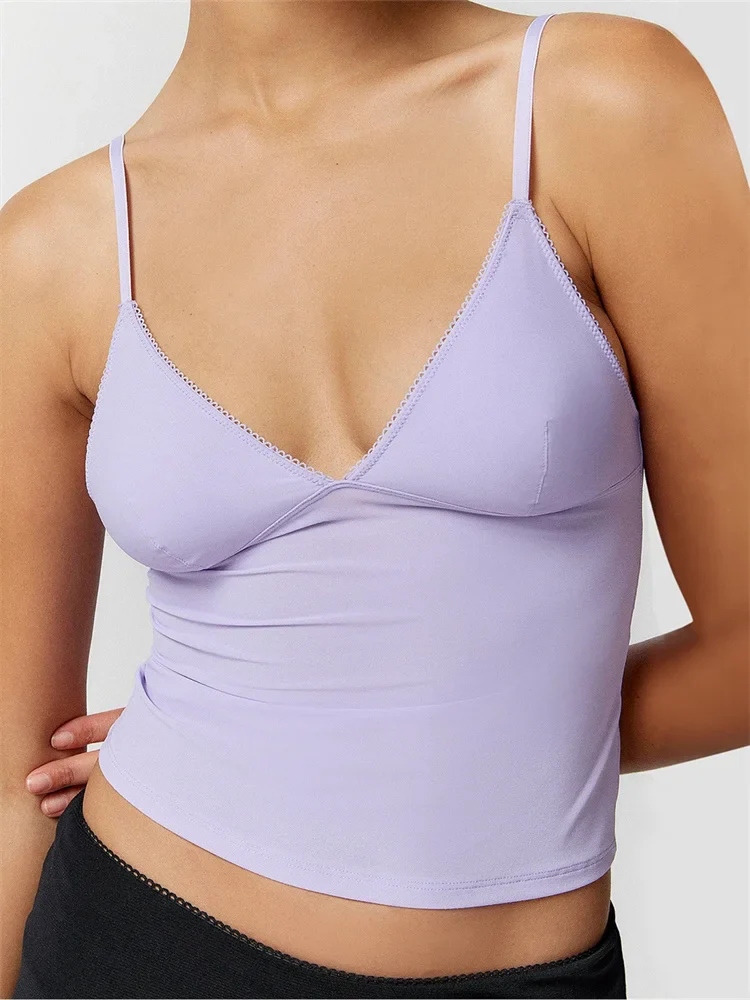 FashionSierra - 2025 Solid Color V-Neck Summer Backless Spaghetti Strap Sleeveless Mini Vest Streetwear Crop Tops - Image 5