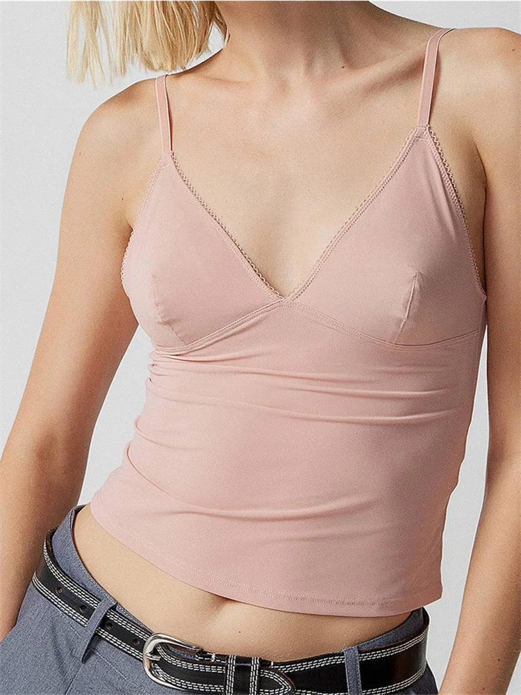 FashionSierra - 2025 Solid Color V-Neck Summer Backless Spaghetti Strap Sleeveless Mini Vest Streetwear Crop Tops - Image 8