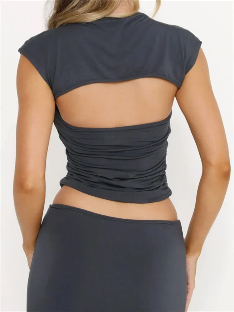 FashionSierra - 2025 Strapless Off Shoulder Tube Solid Color Sleeveless Slim Fit Cropped Mini Vest Streetwear Tank Crop Tops - Image 6