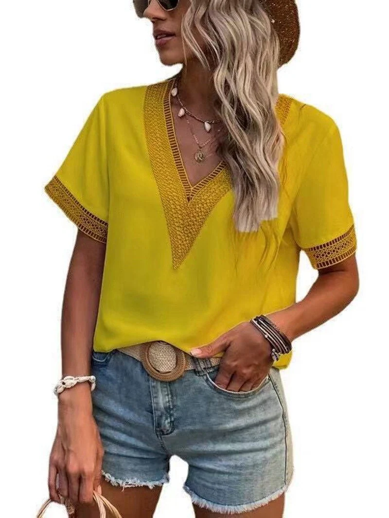 FashionSierra - Lace Patchwork Loose Casual T-shirt - Image 22