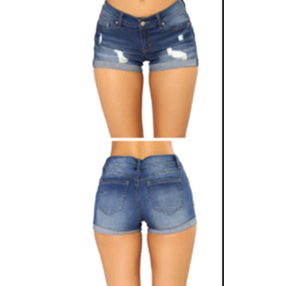 FashionSierra - Woemn's low rise cuffed denim shorts distressed ripped jeans shorts - Image 5