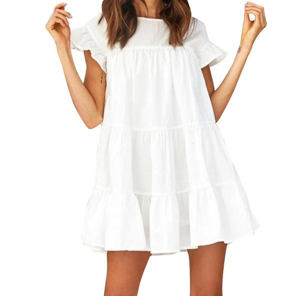 FashionSierra - Women Casual Ruffle O Neck Short Sleeve Dress - Image 12