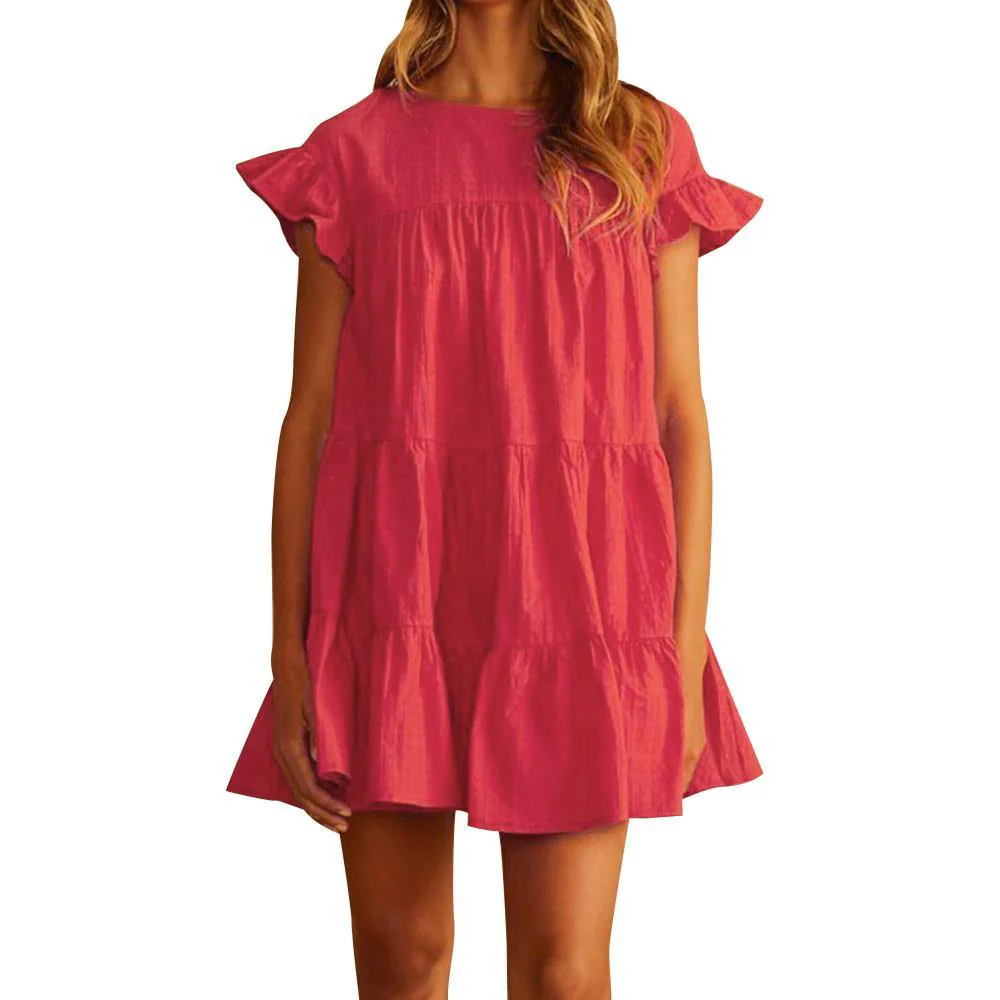 FashionSierra - Women Casual Ruffle O Neck Short Sleeve Dress - Image 13