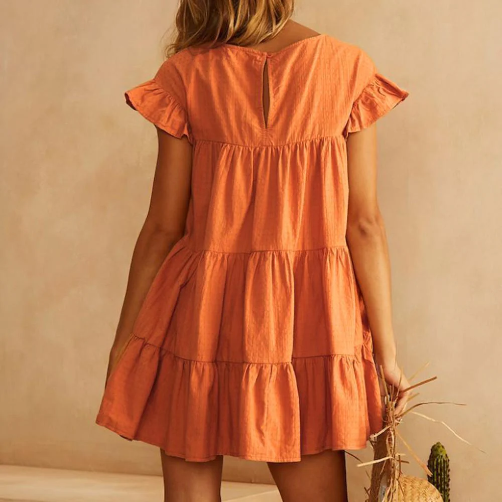 FashionSierra - Women Casual Ruffle O Neck Short Sleeve Dress - Image 20