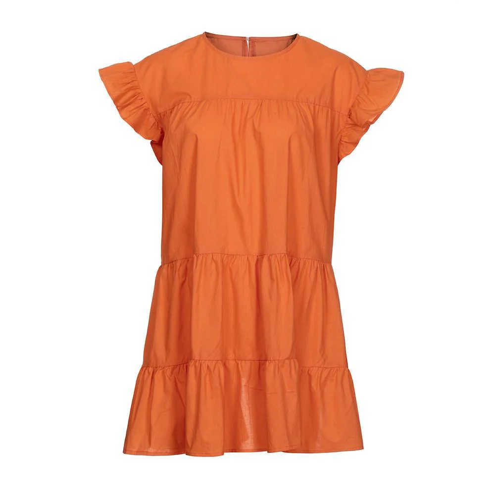 FashionSierra - Women Casual Ruffle O Neck Short Sleeve Dress - Image 23