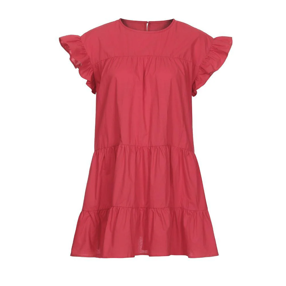 FashionSierra - Women Casual Ruffle O Neck Short Sleeve Dress - Image 31