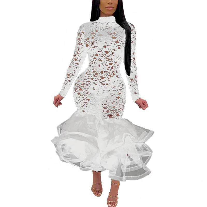FashionSierra - Women Hollow Out Dress Spring Winter Long Sleeve Dress - Image 7