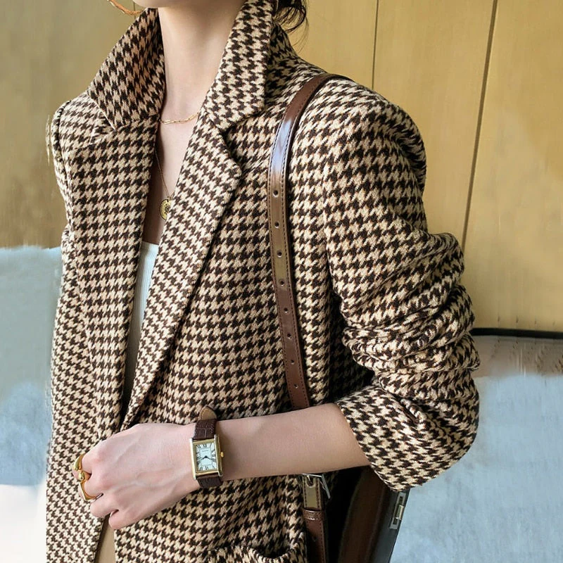 FashionSierra - Long Sleeve Plaid Blazer - Image 4