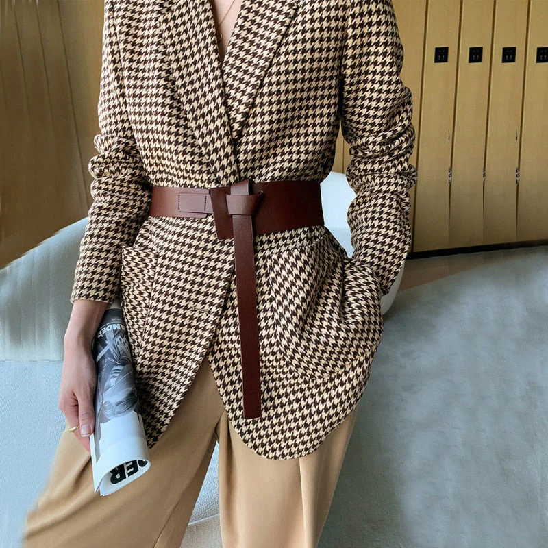 FashionSierra - Long Sleeve Plaid Blazer - Image 5