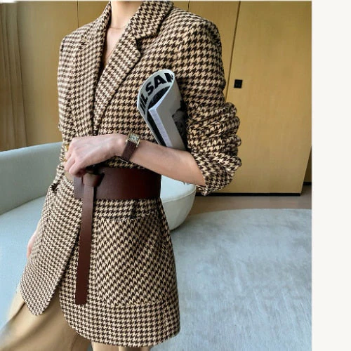 FashionSierra - Long Sleeve Plaid Blazer - Image 7
