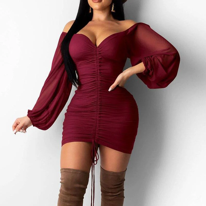 FashionSierra - Lace Up Bodycon Dress Spring Party Dresses - Image 7