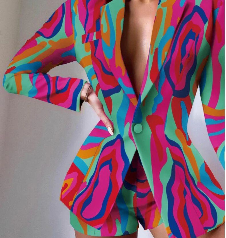 FashionSierra - Colorful Long Sleeve Blazer - Image 14