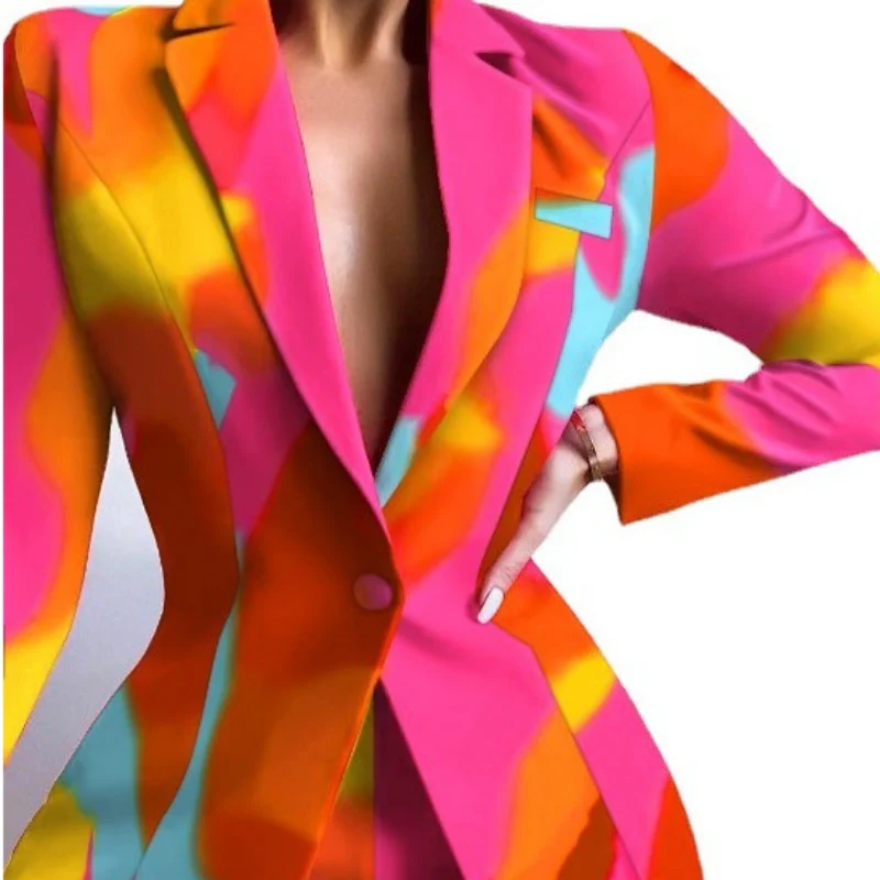 FashionSierra - Colorful Long Sleeve Blazer - Image 4