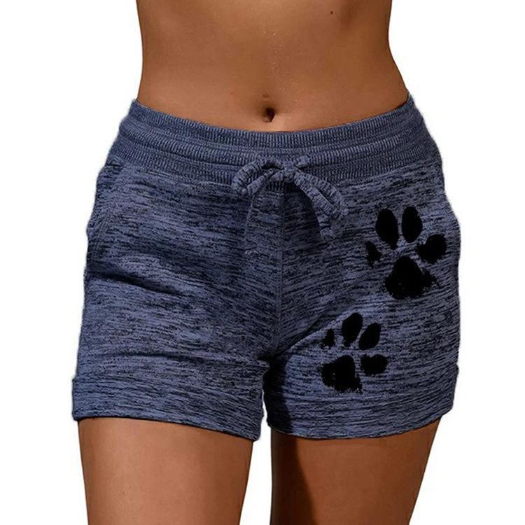 FashionSierra - Women's cute paws printed drawstring elastic waist yoga shorts - Image 10