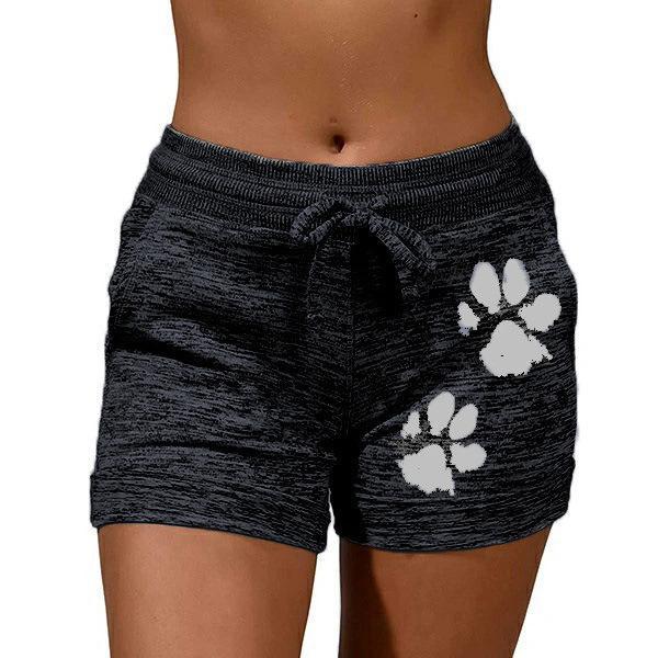 FashionSierra - Women's cute paws printed drawstring elastic waist yoga shorts - Image 11