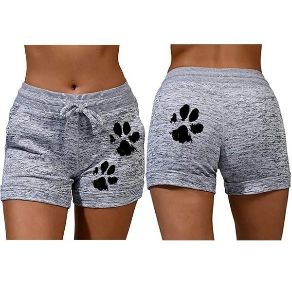 FashionSierra - Women's cute paws printed drawstring elastic waist yoga shorts - Image 3