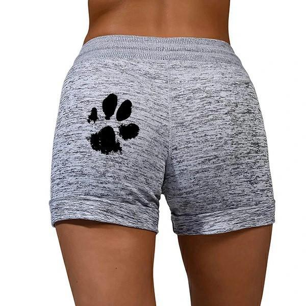 FashionSierra - Women's cute paws printed drawstring elastic waist yoga shorts - Image 4