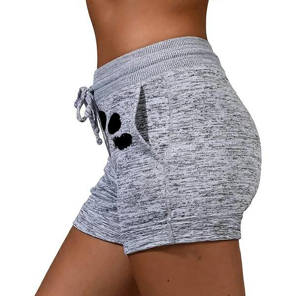 FashionSierra - Women's cute paws printed drawstring elastic waist yoga shorts - Image 5