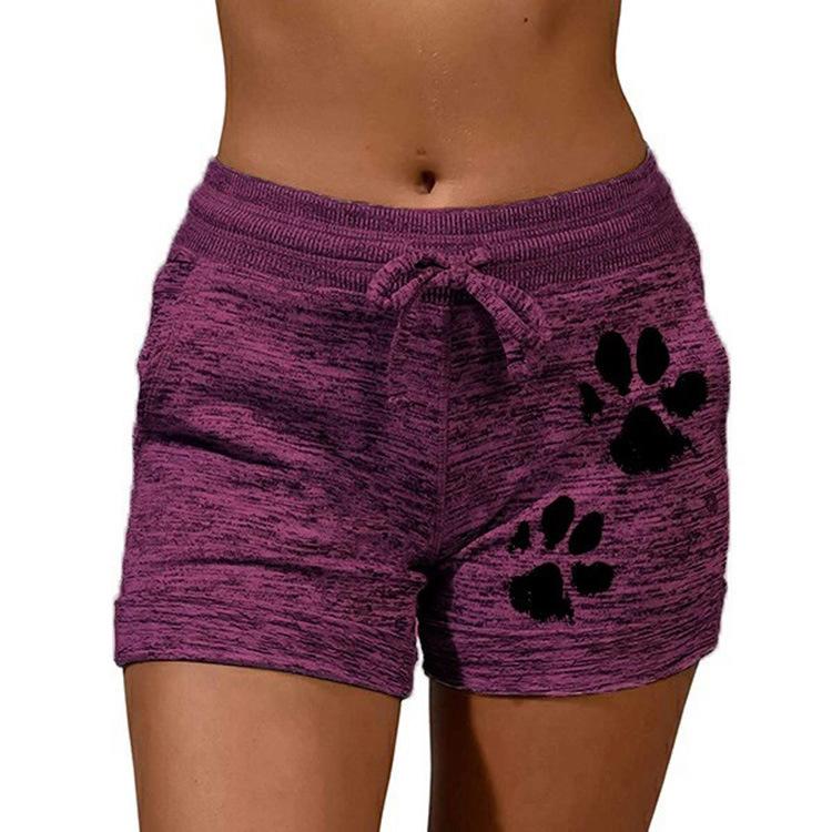 FashionSierra - Women's cute paws printed drawstring elastic waist yoga shorts - Image 6